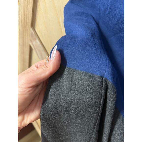 nwt ELIE TAHARI cobalt blue gray soft felt colorblock sleeveless Emory Dress - Picture 8 of 12